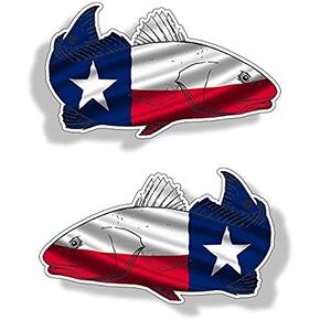Premium Texas TX Red Fish Sticker. Best USA Decal Vinyl for Your Car Window Or Bumper, Hard Hat, Fishing Toolbox. Decor for Shops, Cafe, Laptop Or Even Kayak Or Boat. Size 2.1 inch x 5 inch