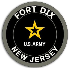 Round Fort Dix Base Sticker (New Jersey Logo Insignia Vinyl Decal for car, Truck, Laptop (3 inch) U.S. Army Licensed