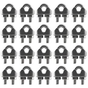 20PCS 1/8 Inch M3 304 Stainless Steel Wire Rope Cable Clip Clamp, Used for Anything That Involves Cable Clips: Rigging, Temporary Guardrail Systems, Securing Loads, Hanging Banners Or Flags