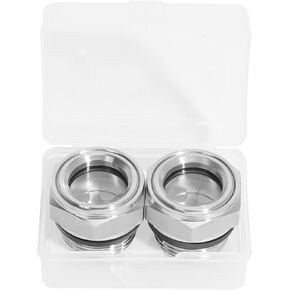 3/4" BSP Male 304 Stainless Steel Oil Sight Glass Hex Head Sight Plug Liquid Level Gauge Oil Indicator Sight Window for Air Compressor Gearbox Fittings Hydraulic Tank (2pcs 3/4" BSP Stainless Steel)