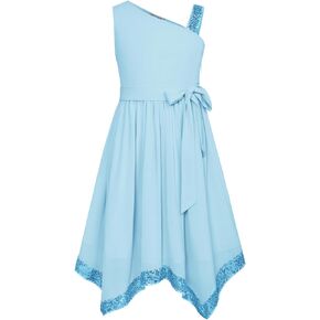 GRACE KARIN Girls Summer Dress One Shoulder Party Formal Birthday Midi Dress 5-12Y