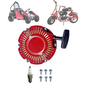 Pull Start Recoil Starter Assembly for 98cc Coleman CT100U CC100X Mini Bike,Coleman SK100 CK100 CK100-S Go Kart, Predator 79cc OHV Engine Recoil with Spark Plug