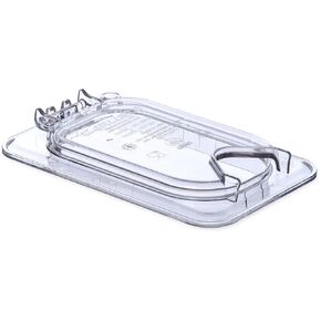 Carlisle FoodService Products 10339Z07 EZ Access Hinged Lid with Handle and Notch, Ninth Size, Clear