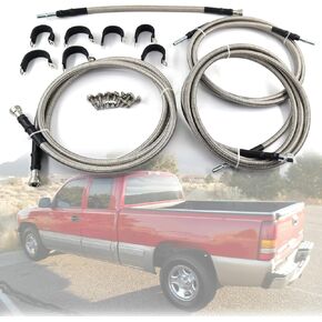 Stainless Steel Braided Fuel Lines Kit 819-840 Quick Fix Fit for 1999 2000 2001 2002 2003 Chevy Silverado 1500 2500 GMC Sierra 1500 2500 OE# 15043857, 15765803