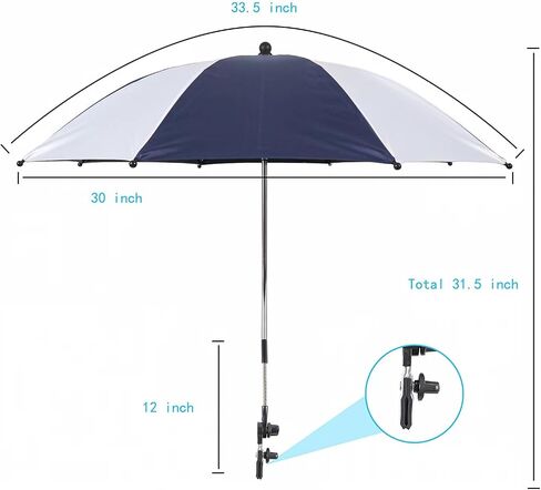 Baby Strollers Umbrella with Adjustable Clamp,Children Buggy Sun-Proof Parasol with Clip On UPF 50+ Great for Pushchair Pram in Saudi Arabia