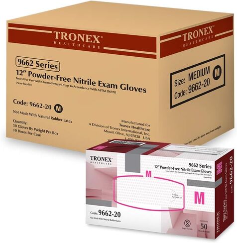 عبوة من 500 قطعة من قفازات ترونيكس للفحص الكيميائي السميكة للغاية والخالية من البودرة، لون أزرق فاتح in Kuwait