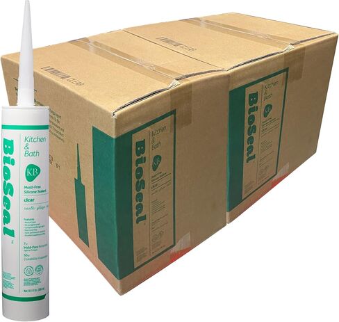 Clear BioSeal 100% Silicone Sealant Caulk Kitchen and Bath Grade, Waterproof and No Odor No Color Change 10.1 Ounce Cartridge, 50 Clear Tubes Set / 2 Boxes in Saudi Arabia
