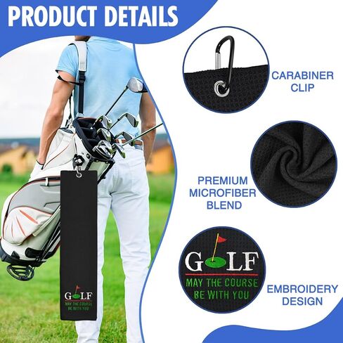 Golf May The Course Be with You Embroidered Golf Towel, Golf Accessories for Men Women, Golf Gift for Men Women, Retirement Gift for Dad Grandpa Golf Lover Golf Fan in Saudi Arabia
