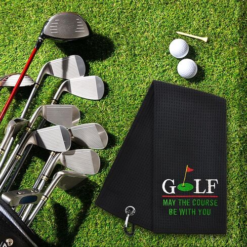 Golf May The Course Be with You Embroidered Golf Towel, Golf Accessories for Men Women, Golf Gift for Men Women, Retirement Gift for Dad Grandpa Golf Lover Golf Fan in Saudi Arabia