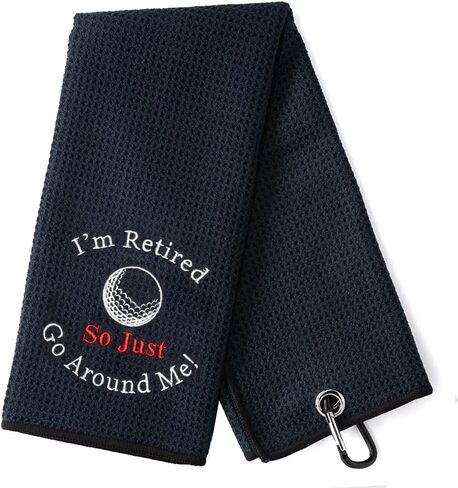 I'm Retired So Just Go Around Me Funny Golf Towel, Embroidered Golf Towels for Golf Bags with Clip, Golf Gifts for Men Woman, Birthday Gifts for Golf Fan, Retirement Gift in Saudi Arabia