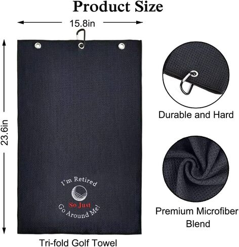 I'm Retired So Just Go Around Me Funny Golf Towel, Embroidered Golf Towels for Golf Bags with Clip, Golf Gifts for Men Woman, Birthday Gifts for Golf Fan, Retirement Gift in Saudi Arabia