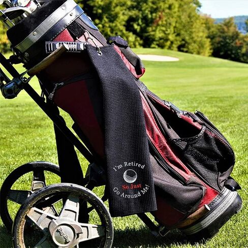I'm Retired So Just Go Around Me Funny Golf Towel, Embroidered Golf Towels for Golf Bags with Clip, Golf Gifts for Men Woman, Birthday Gifts for Golf Fan, Retirement Gift in Saudi Arabia