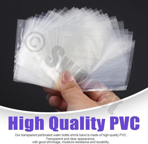 Swpeet 500Pcs Approx 55x71mm / 2.16x2.78Inch Clear PVC Heat Shrink Wrap Bottle Shrink Bands Kit, Perforated Bottle Shrink Bands Perfect for Bottles, Jars, Cans and Tin Lip Gloss in Saudi Arabia