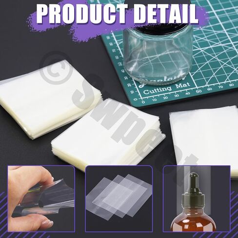 Swpeet 500Pcs Approx 55x71mm / 2.16x2.78Inch Clear PVC Heat Shrink Wrap Bottle Shrink Bands Kit, Perforated Bottle Shrink Bands Perfect for Bottles, Jars, Cans and Tin Lip Gloss in Saudi Arabia