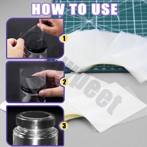 Swpeet 500Pcs Approx 55x71mm / 2.16x2.78Inch Clear PVC Heat Shrink Wrap Bottle Shrink Bands Kit, Perforated Bottle Shrink Bands Perfect for Bottles, Jars, Cans and Tin Lip Gloss in Saudi Arabia