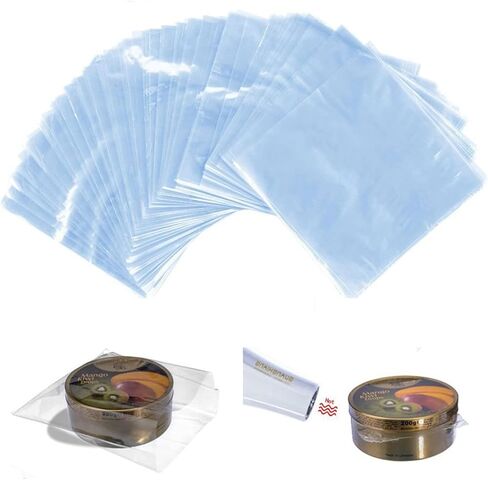 100 قطعة من أكياس التغليف المنكمشة، أكياس تغليف قابلة للانكماش الحراري من مادة PVC مقاس 12×8 بوصة، غلاف قابل للانكماش مقاوم للغبار لتغليف DVD/CD، الصابون، قنابل الحمام، المكياج، الأحذية، الشموع، الهدايا الصغيرة، الجرار، صناعة يدوية منزلية الصنع in Kuwait