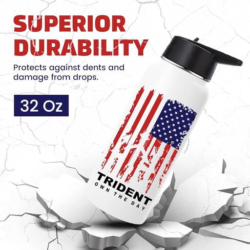 زجاجة مياه معزولة بعلم أمريكي - قفل حراري | أداء النخبة | مانعة للتسرب | خالية من مادة BPA| طلاء بدون عرق (أسود، 32 أونصة) - شركة صغيرة مجروحة من القتال البحري المتقاعد in Kuwait