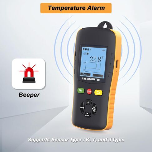 Thermocouple Thermometer Data Logger for K/T/J Type Probe,4 Channels Handheld USB Temperature Recorder with Sound Alarm,Calibration,49920 Groups Report in Kuwait