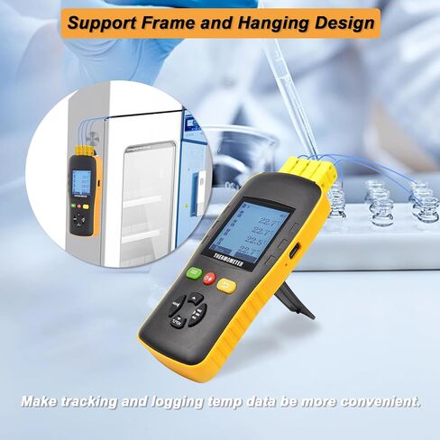 Thermocouple Thermometer Data Logger for K/T/J Type Probe,4 Channels Handheld USB Temperature Recorder with Sound Alarm,Calibration,49920 Groups Report in Kuwait