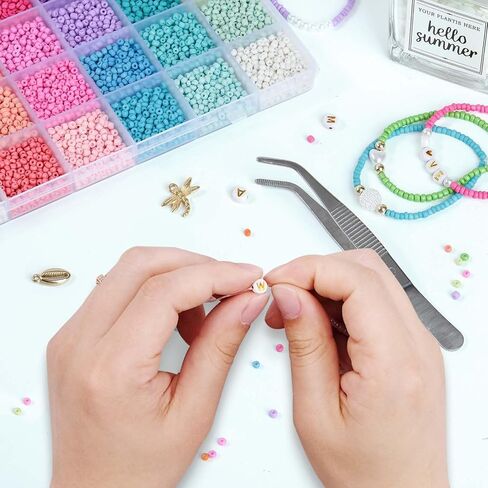 3mm Seed Beads for Jewelry Bracelet Making Kit 24 Colors Bracelet Making Kit for Girls Adults Friendship Bracelet Kit for Jewelry Making in Saudi Arabia