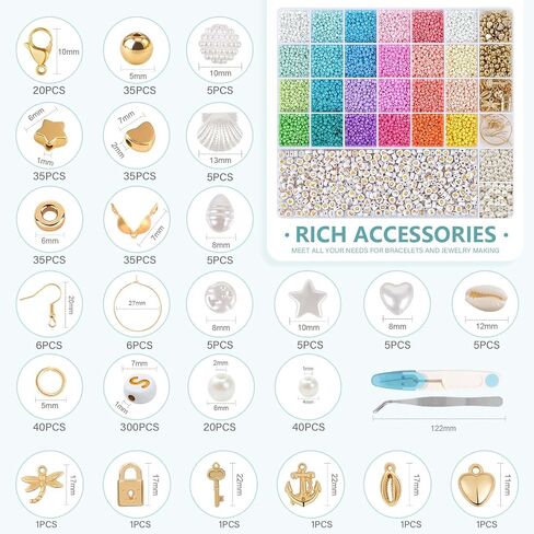 3mm Seed Beads for Jewelry Bracelet Making Kit 24 Colors Bracelet Making Kit for Girls Adults Friendship Bracelet Kit for Jewelry Making in Saudi Arabia