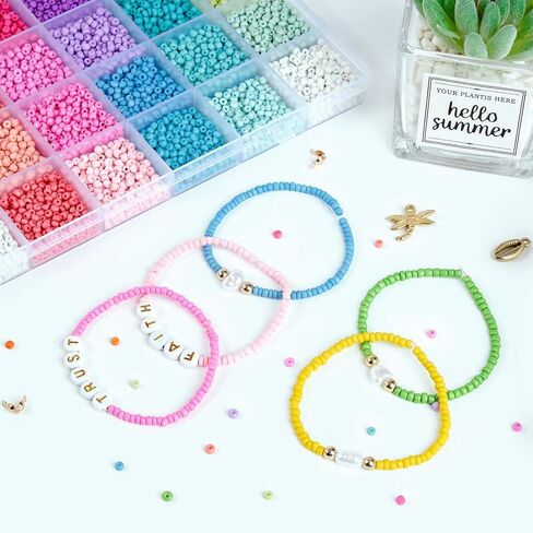 3mm Seed Beads for Jewelry Bracelet Making Kit 24 Colors Bracelet Making Kit for Girls Adults Friendship Bracelet Kit for Jewelry Making in Saudi Arabia