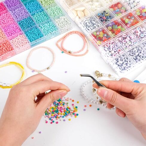 3mm Seed Beads for Jewelry Bracelet Making Kit 24 Colors Bracelet Making Kit for Girls Adults Friendship Bracelet Kit for Jewelry Making in Saudi Arabia