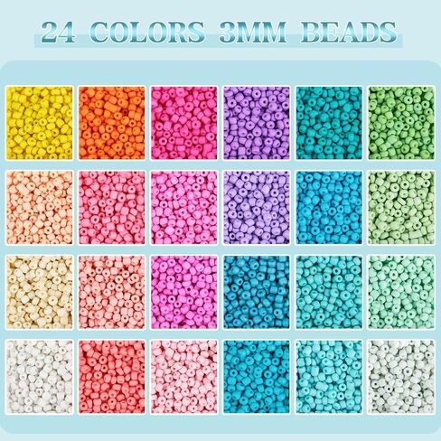 3mm Seed Beads for Jewelry Bracelet Making Kit 24 Colors Bracelet Making Kit for Girls Adults Friendship Bracelet Kit for Jewelry Making in Saudi Arabia