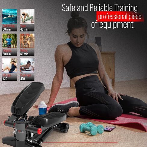 Stair Stepper with Resistance Bands, Stair Stepper for Home, Office, Desk, Stair Machine with LCD Monitor and Resistance Bands, 300lbs Weight Capacity, Mini Steppers for Exercise in Saudi Arabia