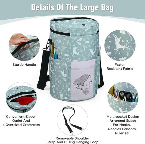 2 قطعة حقيبة الحياكة الكروشيه حقيبة منظم مجموعة حقيبة تخزين الغزل المستديرة وأكياس الغزل المستطيلة لحقائب الحياكة وحقائب اليد (الهندباء) in Kuwait