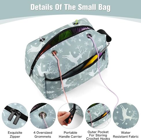 2 قطعة حقيبة الحياكة الكروشيه حقيبة منظم مجموعة حقيبة تخزين الغزل المستديرة وأكياس الغزل المستطيلة لحقائب الحياكة وحقائب اليد (الهندباء) in Kuwait