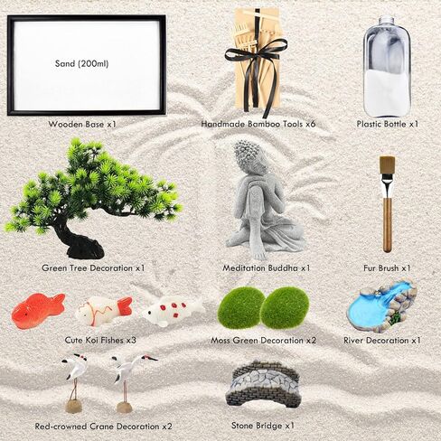 حديقة رمل زن اليابانية من Artcome للمكتب مع مشعل، رمل أبيض، قاعدة سوداء، بوذا التأمل ومواد تأثيث صغيرة - ملحقات طاولة المكتب، مجموعة حديقة رمل زن الصغيرة - هدايا التأمل in Kuwait