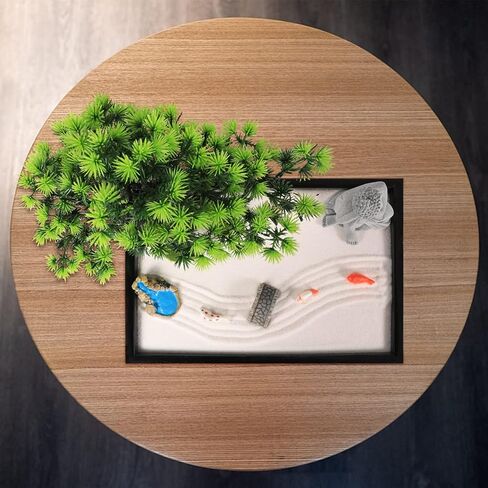 حديقة رمل زن اليابانية من Artcome للمكتب مع مشعل، رمل أبيض، قاعدة سوداء، بوذا التأمل ومواد تأثيث صغيرة - ملحقات طاولة المكتب، مجموعة حديقة رمل زن الصغيرة - هدايا التأمل in Kuwait