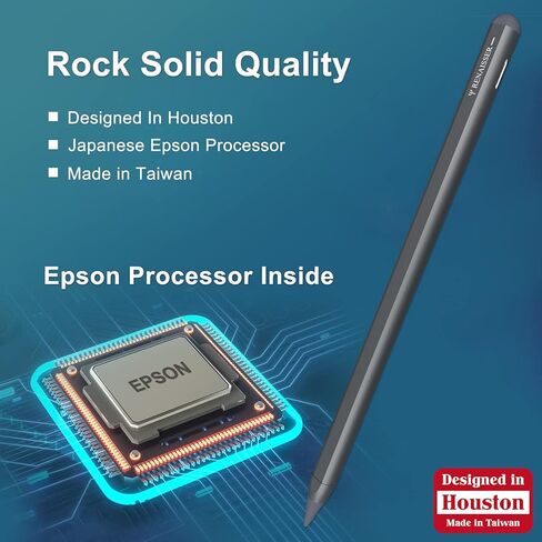 RENAISSER Turing 520 Stylus Pen for iPad, Epson CPU Inside, Designed in Houston, Made in Taiwan, Motion Activated, Matched iPad Colors, Smart Power Management, Compatible with Apple iPad 2018-2022 in Kuwait
