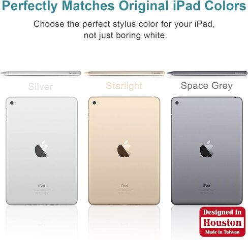 RENAISSER Turing 520 Stylus Pen for iPad, Epson CPU Inside, Designed in Houston, Made in Taiwan, Motion Activated, Matched iPad Colors, Smart Power Management, Compatible with Apple iPad 2018-2022 in Kuwait