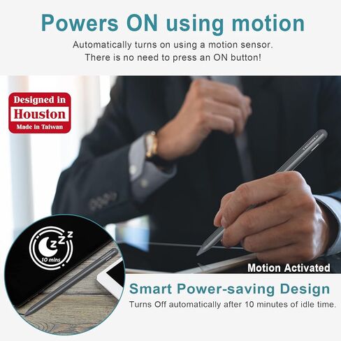 RENAISSER Turing 520 Stylus Pen for iPad, Epson CPU Inside, Designed in Houston, Made in Taiwan, Motion Activated, Matched iPad Colors, Smart Power Management, Compatible with Apple iPad 2018-2022 in Kuwait