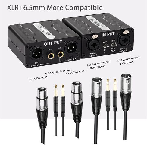 6.35 1/4" TRS Ground Loop Isolator Hum Eliminator for Home Stereo System/Speaker/Micphone/Car Kit/Audio Player (Eliminate The Buzzing Noise) (6.35 TRS-HiFi Stereo with Cord) in Kuwait