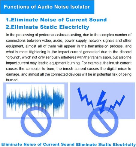 6.35 1/4" TRS Ground Loop Isolator Hum Eliminator for Home Stereo System/Speaker/Micphone/Car Kit/Audio Player (Eliminate The Buzzing Noise) (6.35 TRS-HiFi Stereo with Cord) in Kuwait