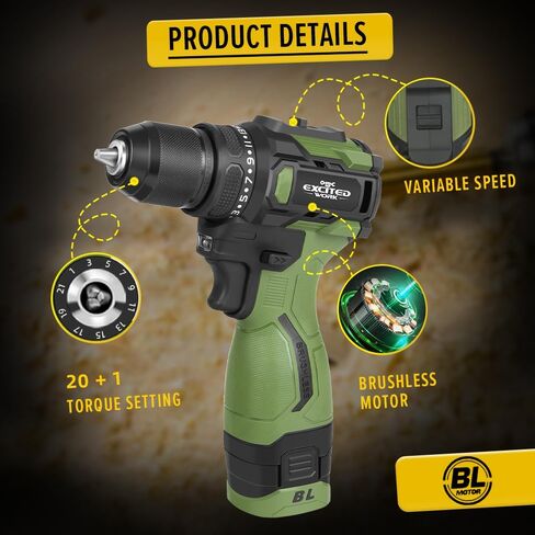 17V Brushless Screwdriver Drill Set, 140Nm Cordless Impact Driver & 55Nm Electric Drill with 3 Adjustable Speed, 2 Batteries and Led Work Light in Saudi Arabia
