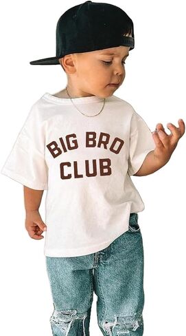 CM C&M WODRO Big Brother Shirt Toddler Baby Boy Big Bro Club Letters Print T-Shirt Tees Kid Summer Short Sleeve Clothes in Saudi Arabia