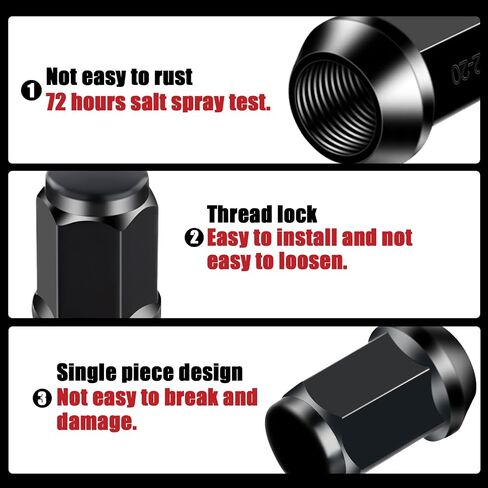Golf Cart Lug Nuts-Black, Club Car & EZGO Lug Nuts 16PCS, Black Wheel Lug Nuts Suitable for Club Car & EZGO Golf Cart, Size 1/2-20, OEM# 1701160, 14723-G1, 1010984, 1701160 in Saudi Arabia