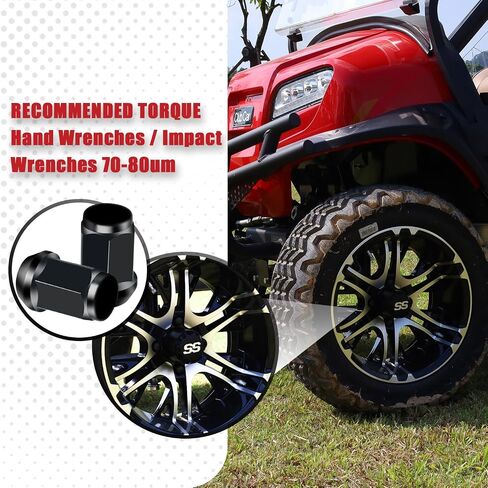 Golf Cart Lug Nuts-Black, Club Car & EZGO Lug Nuts 16PCS, Black Wheel Lug Nuts Suitable for Club Car & EZGO Golf Cart, Size 1/2-20, OEM# 1701160, 14723-G1, 1010984, 1701160 in Saudi Arabia