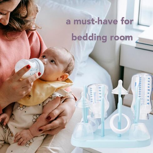 Baby Bottle Drying Rack, Small Portable Bottle Dryer Holder for Nipples, Cups, Pump Parts and Accessories, (Blue) in Saudi Arabia