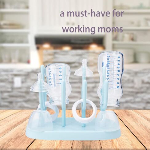 Baby Bottle Drying Rack, Small Portable Bottle Dryer Holder for Nipples, Cups, Pump Parts and Accessories, (Blue) in Saudi Arabia