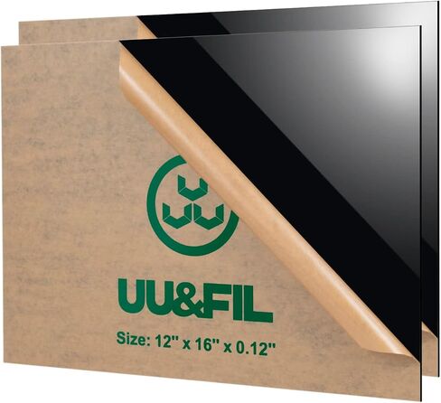 UU&FIL Black Acrylic Sheets 12" x 16", 2 Pack 1/8 Inch Thick Cast Plexiglass Sheet for DIY Display Projects, Painting, Photography, Tag - Cut to Size in Kuwait
