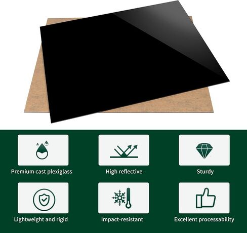 UU&FIL Black Acrylic Sheets 12" x 16", 2 Pack 1/8 Inch Thick Cast Plexiglass Sheet for DIY Display Projects, Painting, Photography, Tag - Cut to Size in Kuwait