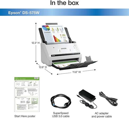 Epson DS-785W ماسح ضوئي للمستندات المكتبية الملونة على الوجهين، حتى 45 صفحة في الدقيقة، اتصال لاسلكي/USB، مسح ضوئي بدون كمبيوتر ScanWay، شاشة LCD تعمل باللمس 4.3 بوصة، وحدة تغذية تلقائية للمستندات 100 صفحة (ADF)، برامج تشغيل Twain/ISIS in Kuwait