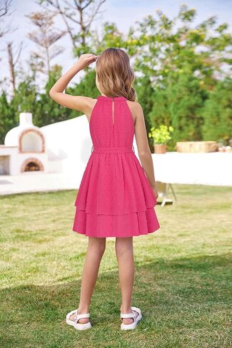 Danna Belle Girls Party Dress Halter Neck Formal Dual-Layer Dresses Size 5-14 in Kuwait