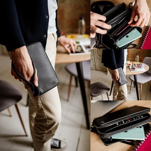 محفظة سفر من برلينر باجز، دالاس XL، محفظة جلدية محمية بتقنية تحديد الهوية بموجات الراديو، للرجال والنساء - أسود in Kuwait