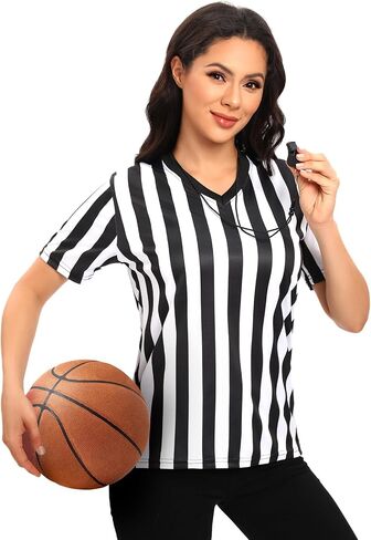 Women's Referee Shirt, Official Basketball Umpire Jersey for Halloween Costumes or Waitress Uniforms in Saudi Arabia